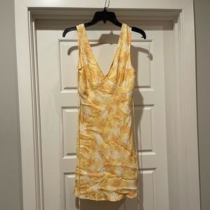 Yellow floral mini dress